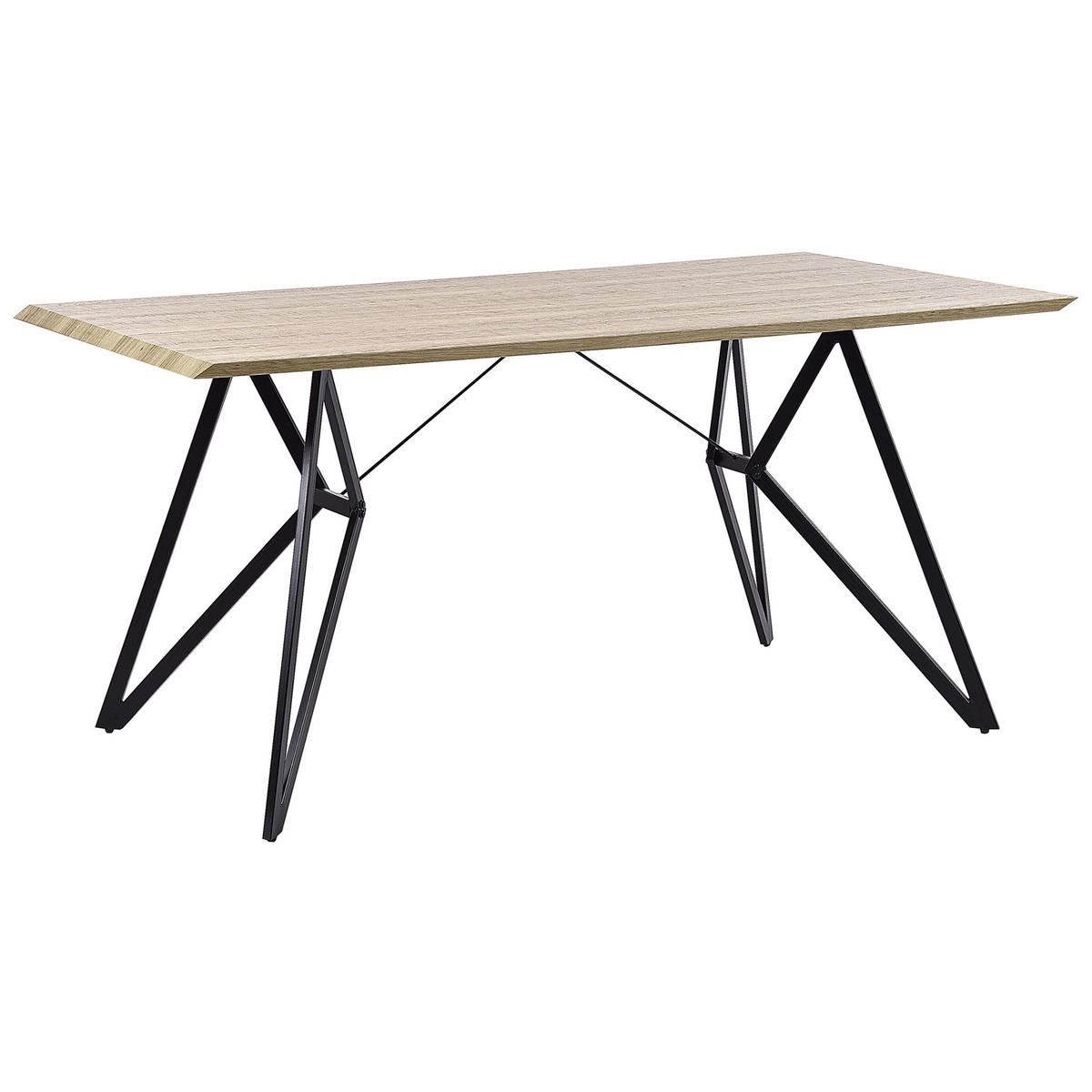 ESSTISCH 160/90/76 cm Hellbraun, Schwarz Rechteckig Buscot - Hellbraun, Holzwerkstoff (160/90/76cm) - Beliani