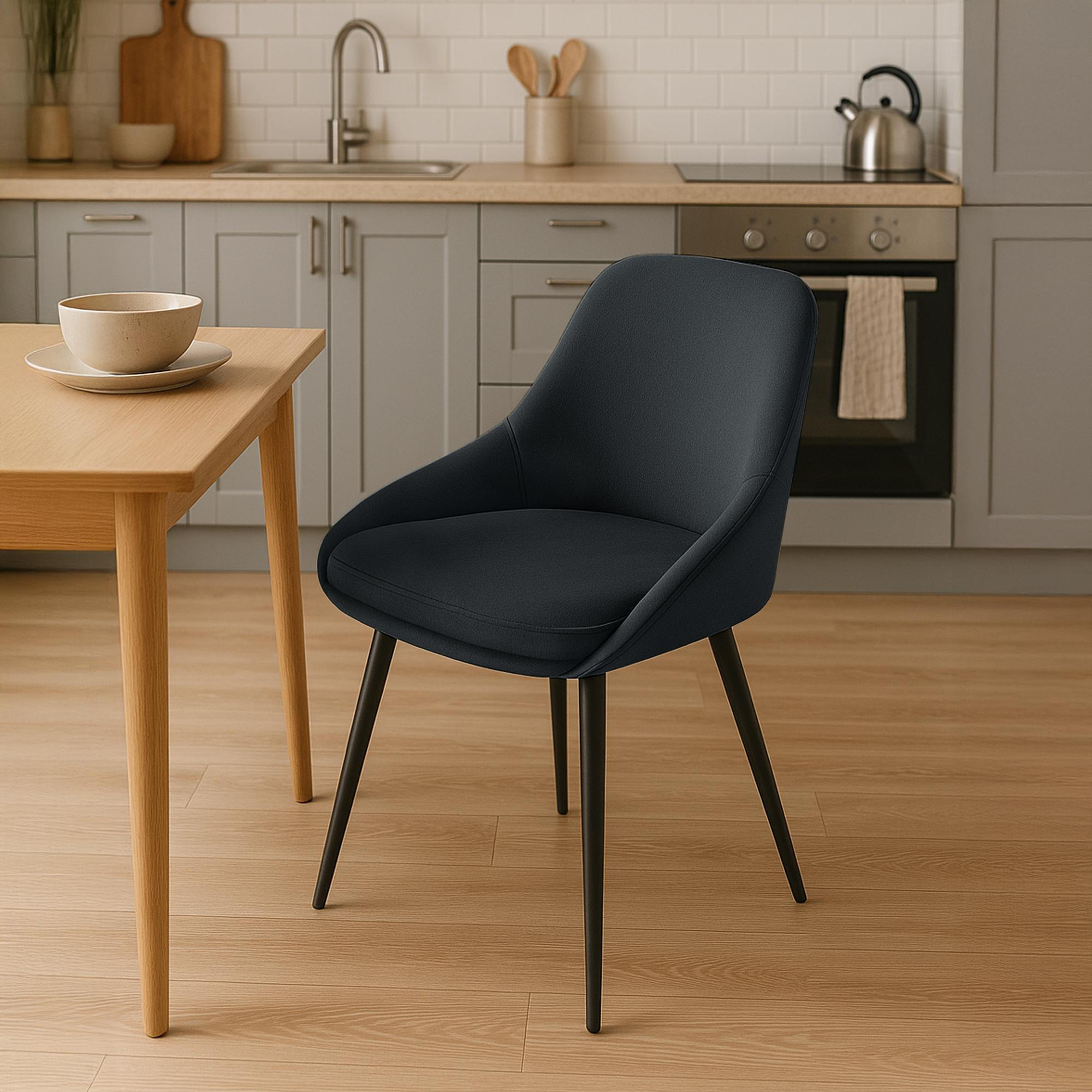 STUHL Samt Schwarz - Schwarz, Textil (50/86/53cm) - CLP