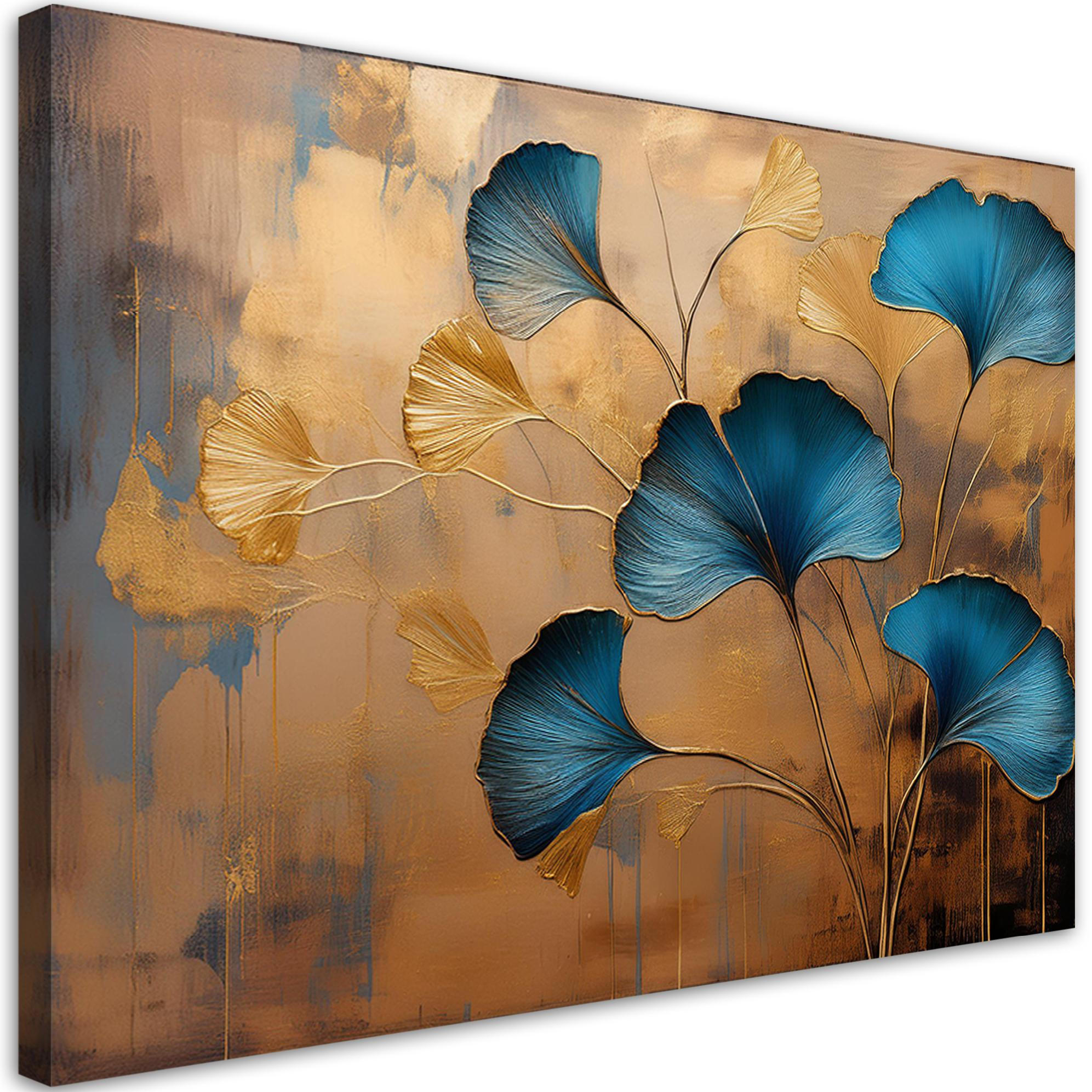 WANDBILD blumen ginko botanica art deco - Beige, Textil (60/40cm) - Feeby