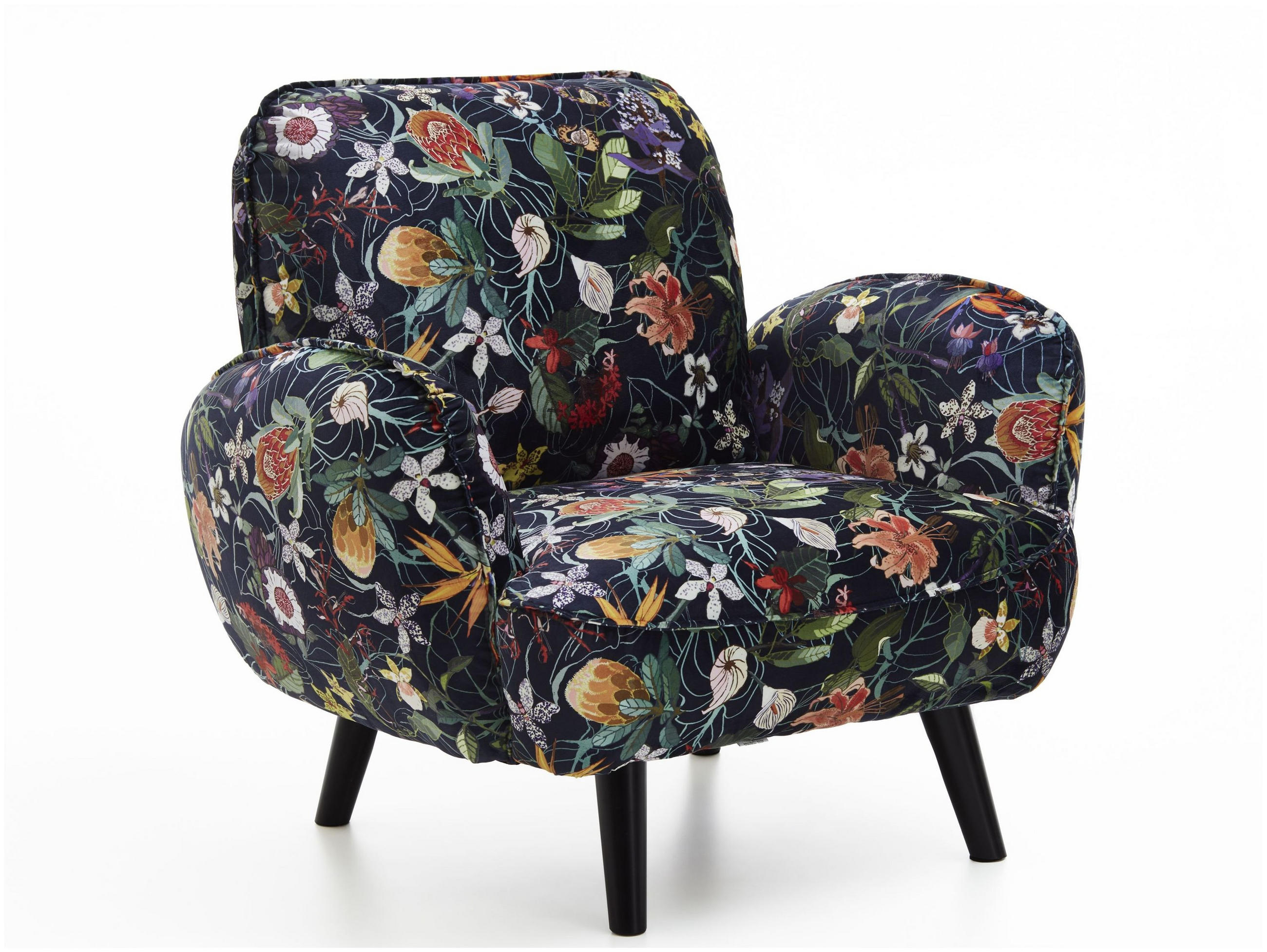 ARMLEHNENSESSEL Ben Samt Blumenmuster - Multicolor, Textil (90/83/87cm) - ATLANTIC home collection