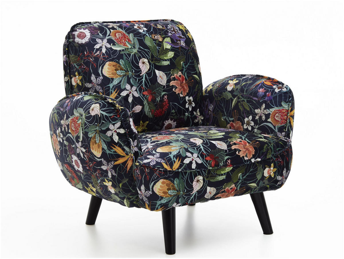 ARMLEHNENSESSEL Ben Samt Blumenmuster - Multicolor, Textil (90/83/87cm) - ATLANTIC home collection