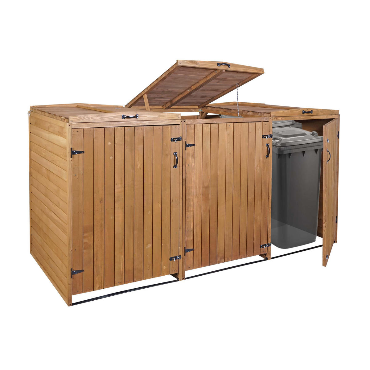 MÜLLTONNENBOX XL 3er-/6er HxBxT 126x237,5x98cm Braun Holz - Braun, Holz (237.5/126/98cm) - PROREGAL