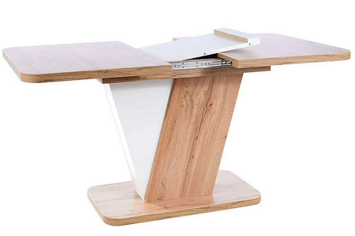 ESSTISCH Crocus Wotan Eiche / weiß 120-160 / 80 / 76cm - Braun/Weiß, Holz/Holzwerkstoff (80/120/76cm) - Feldmann-Wohnen