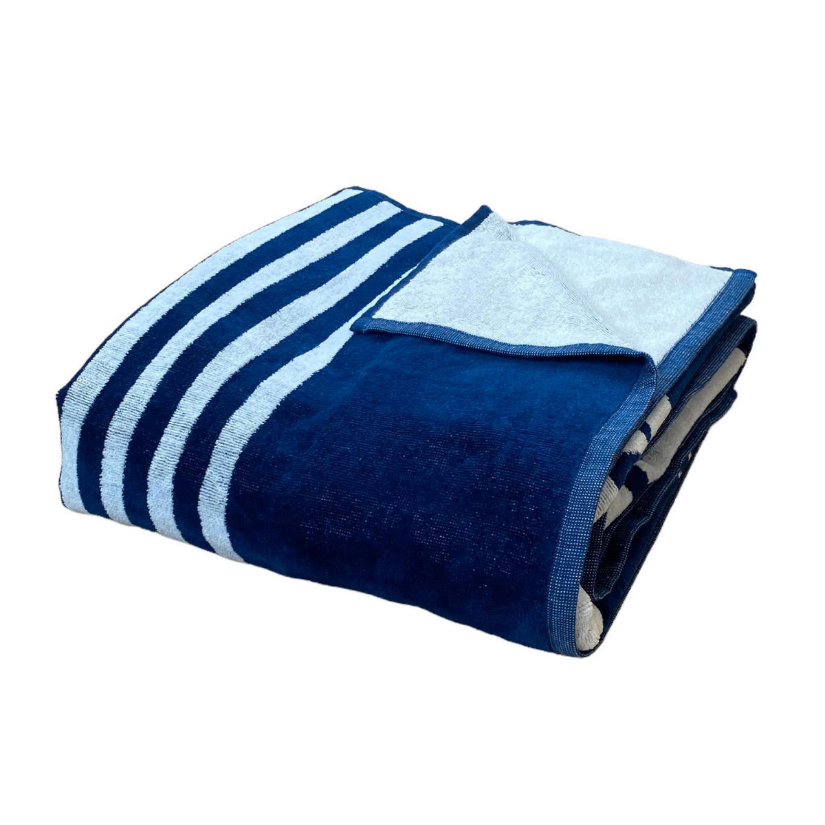 STRANDTUCH Frottee Velours Jacquard Baltimore 140x180 400g/m² - Blau, Textil (140/180cm) - LE COMPTOIR DE LA PLAGE