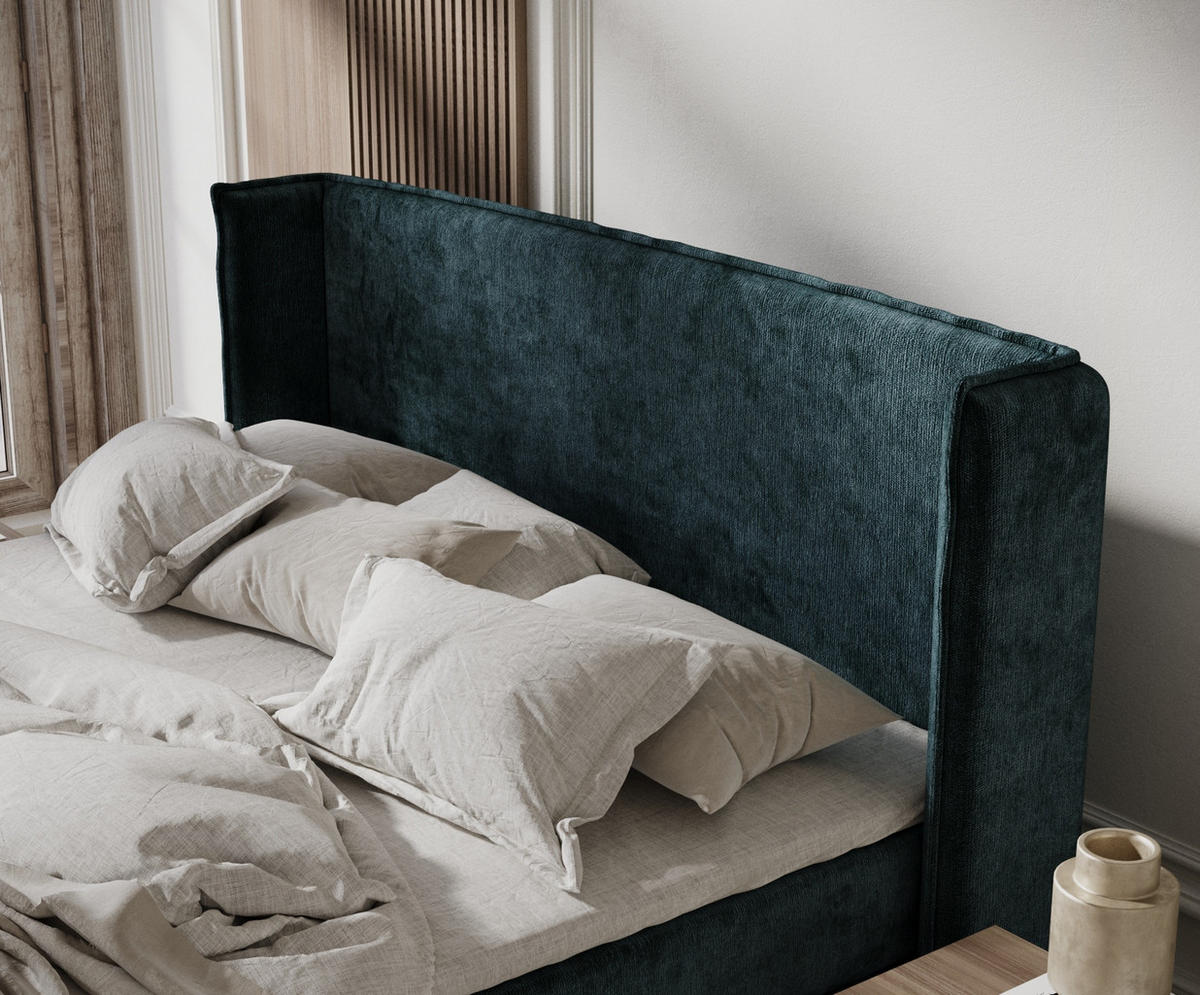 KONTINENTALBETT Ardis Dunkelgrün 200/200 cm mit Matratze und Topper - Dunkelgrün/Schwarz, Holz/Holzwerkstoff (200/200cm) - Maison de Reve