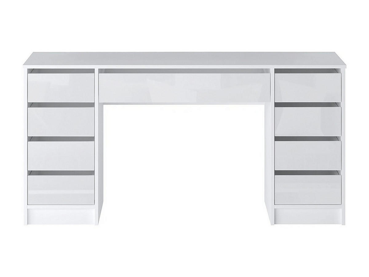 SCHREIBTISCH mit 9 Schubladen – Weiß Glänzend - JENEMI - Weiß, Holz (152.3/53.6/76cm) - Vente-Unique