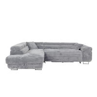 ECKSCHLAFSOFA Luis L, mit Schlaffunktion und Bettkasten – praktisch und bequem, Links, Grau - Schwarz/Grau, Textil (275/205cm) - AN-Moebel 4u
