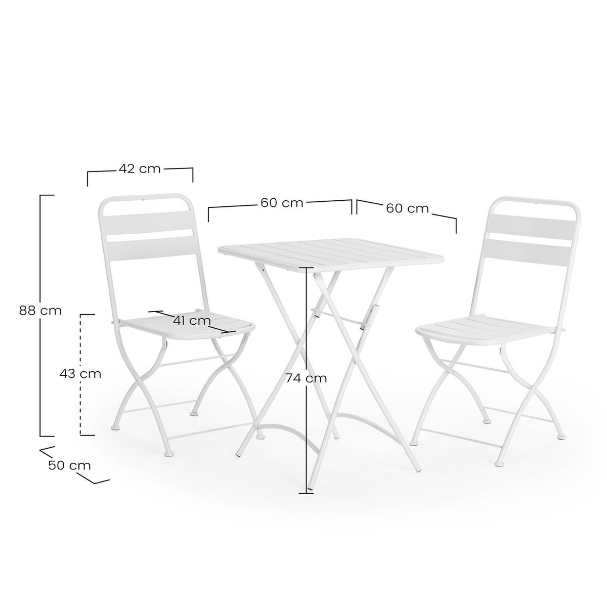 BALKONSET Perla 3-teiliges - Weiß, Metall - VS Venta-stock