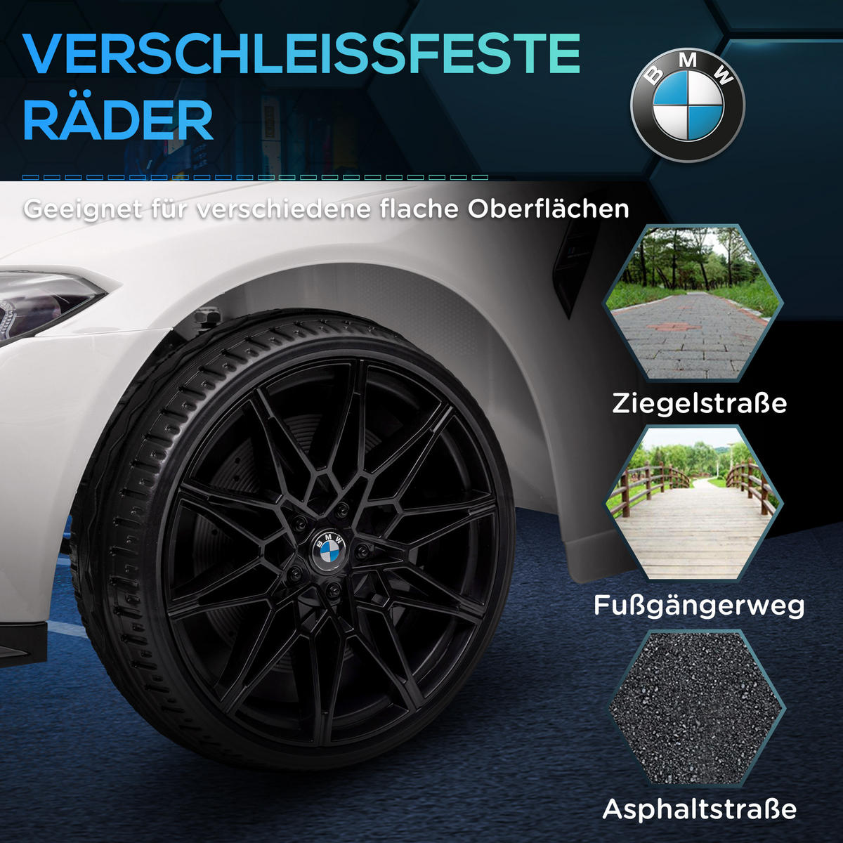 KINDERAUTO DE-06246 BMW M4 lizenziert mit Sound und Licht Weiß - Weiß, Kunststoff/Metall (108/69.5/51cm) - ComfortXL