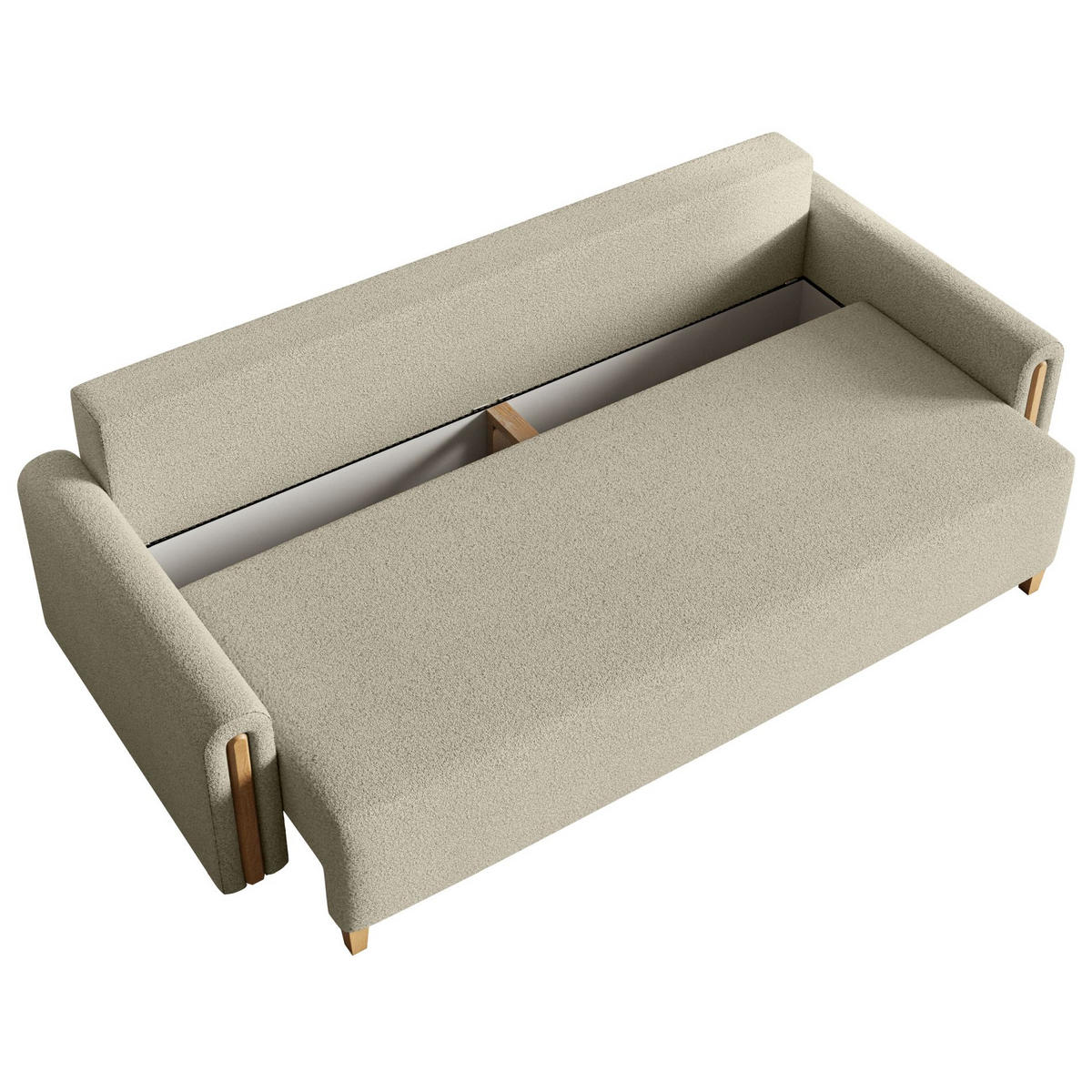 3-SITZER SCHLAFSOFA Majla Hellbeige - Ecru/Eichefarben, Holz/Textil (236/93/97cm) - Selsey