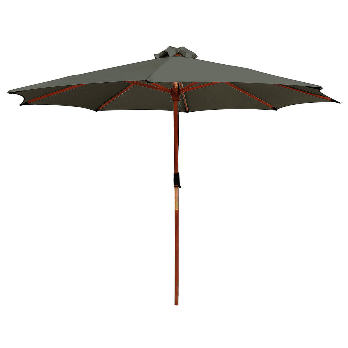 SONNENSCHIRM - Eukalyptus massiv / Polyester - Salbeigrün, Holz/Textil (300/300cm) - home24