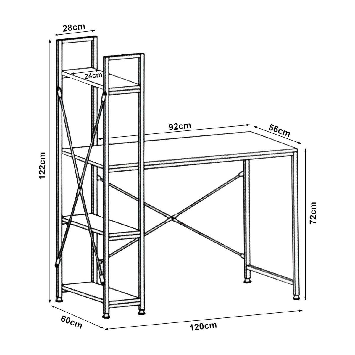 SCHREIBTISCH Stavanger - Weiß, Holzwerkstoff/Metall (60/120/122cm) - [en.casa]