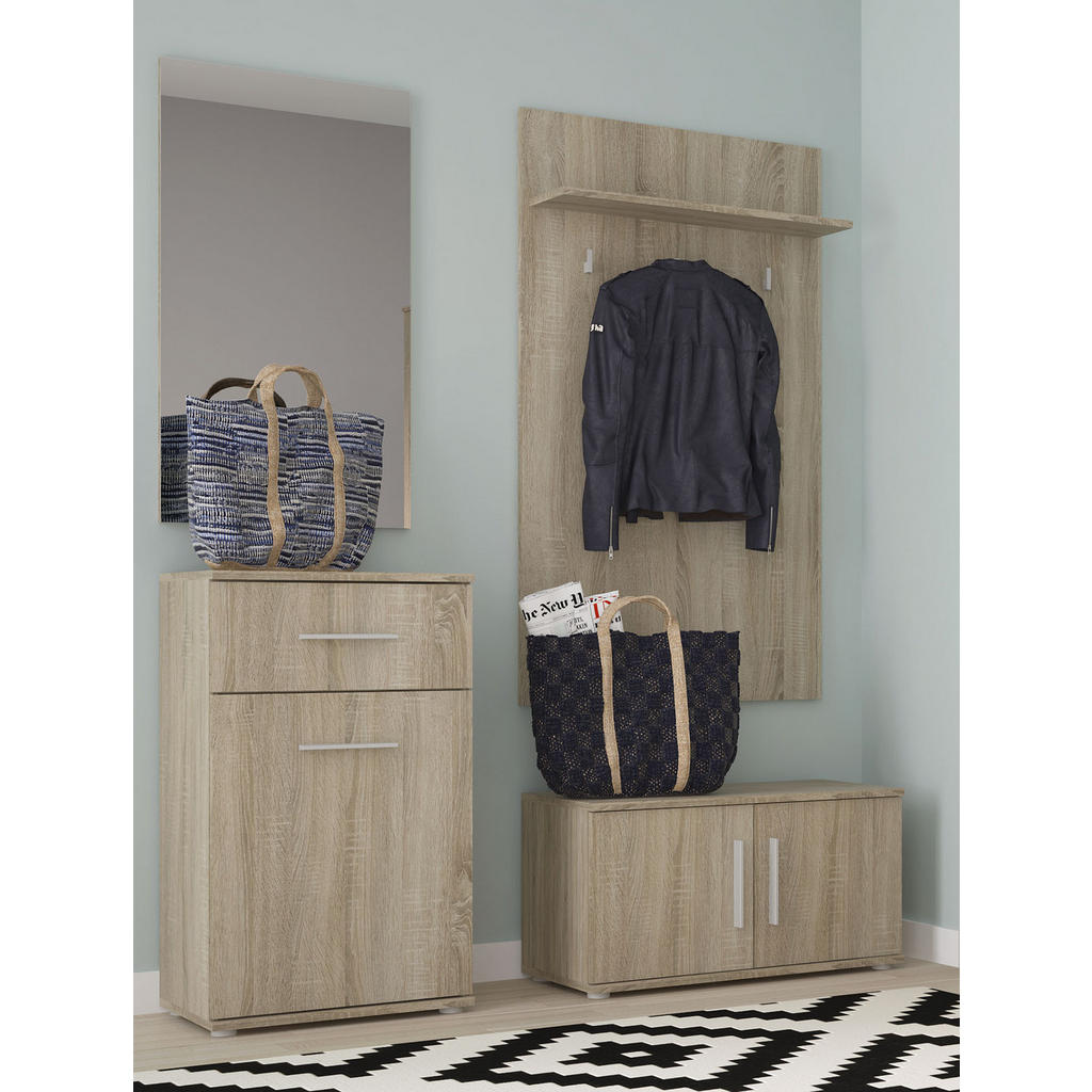 Thumbnail - Feldmann-Wohnen Garderobe, Braun, Holz, 4 Fächer, 1 Schubladen, Rechteckig, 124x127x35 cm, Garderobe, Garderoben-Sets & ...