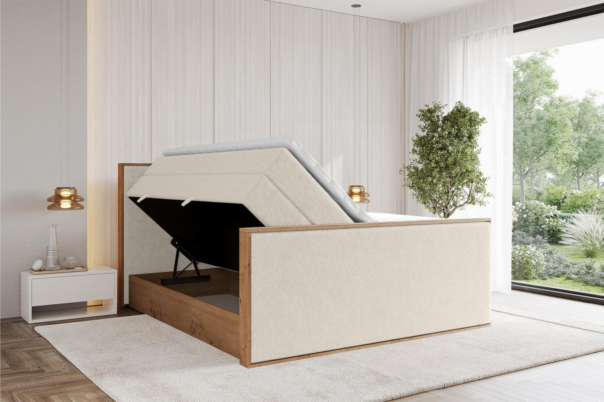 BOXSPRINGBETT LOLLI9 -Z-KING 180x200 - H3/H4 Hellbeige - Sandfarben, Holzwerkstoff (180/200cm) - ALTDECOR