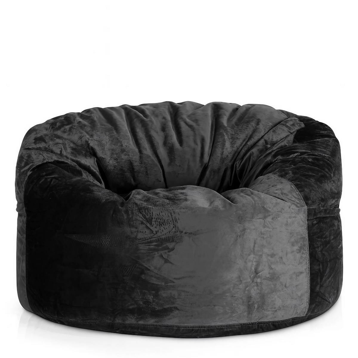 RIESEN-SITZSACK XXL JUMBO Velours 3ft - Schwarz, Textil (105/65/105cm) - Green Bean