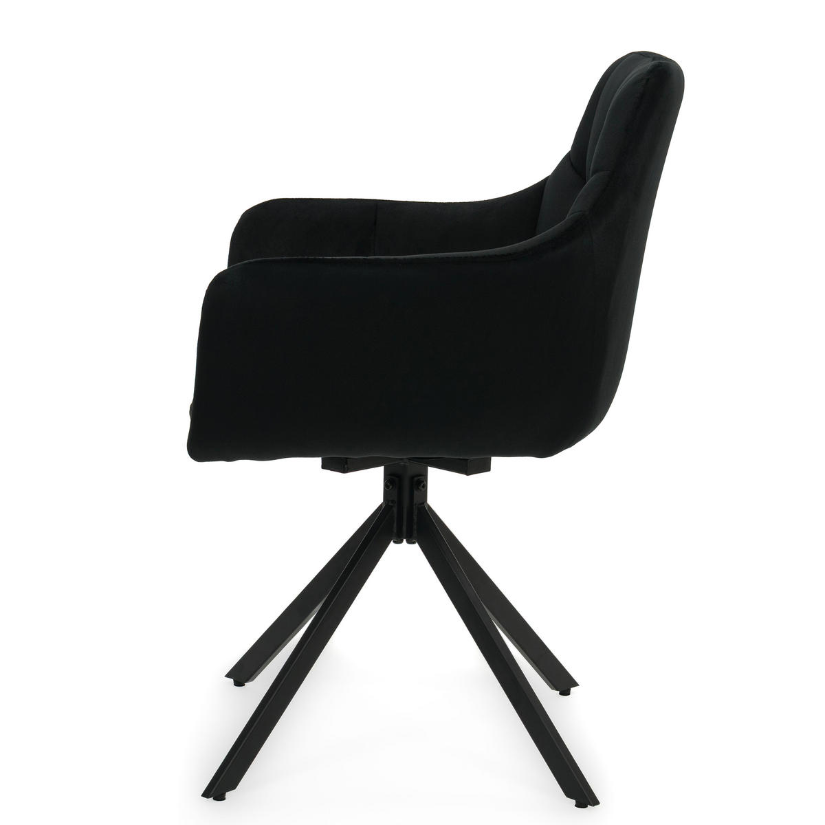 STUHL FANO X drehbar gepolsterter mit Steppung - schwarz - Velour - Schwarz, Textil/Metall (58/83/59cm) - NEW HOME