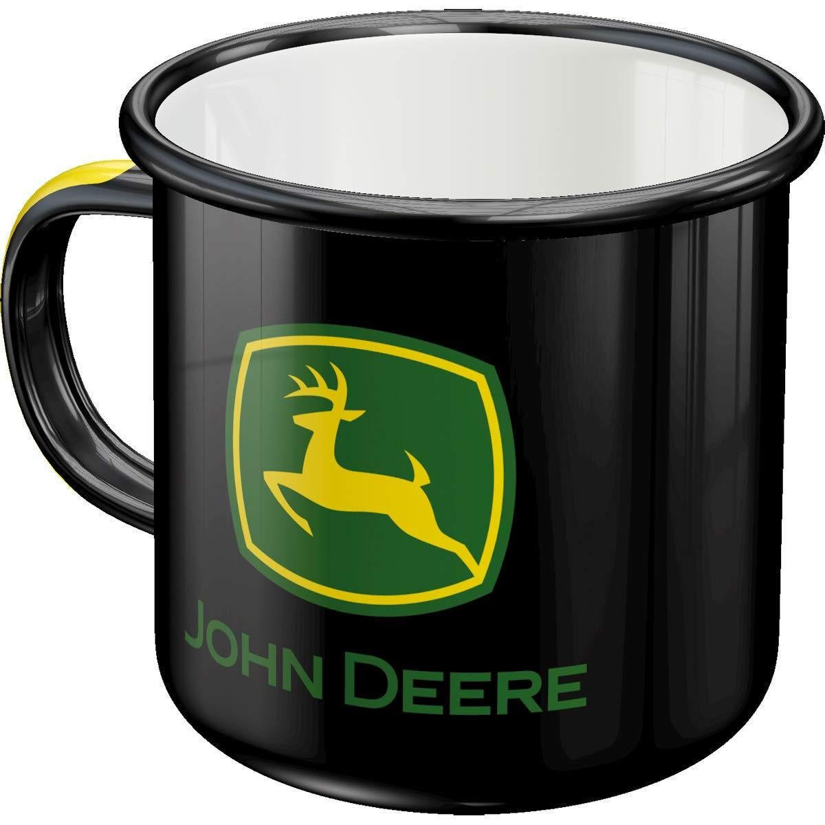 EMAILLE-BECHER 360 ml John Deere Logo Black - Schwarz/Grün, Metall (0.36L) - Nostalgic-Art