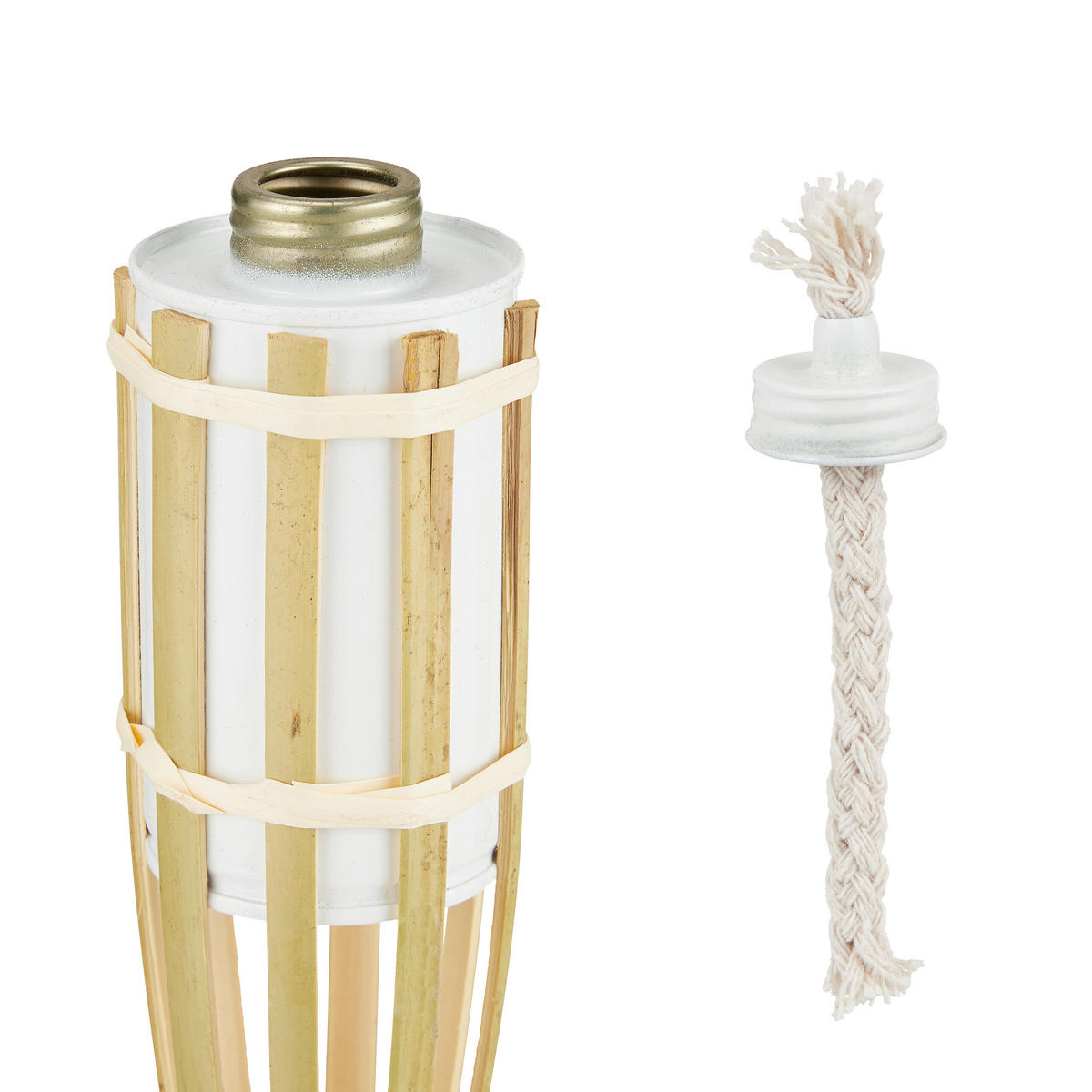 16XGARTENFACKEL - Hellbraun, Holz/Metall (90cm) - Relaxdays