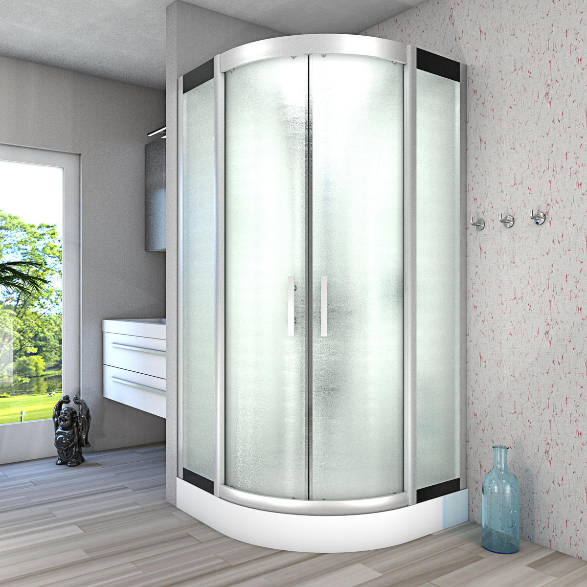 DAMPFDUSCHE Duschkabine D58-00M2 Weiß 80x80 - Weiß, Glas/Kunststoff (80/80/215cm) - AcquaVapore by Sandra Jentho