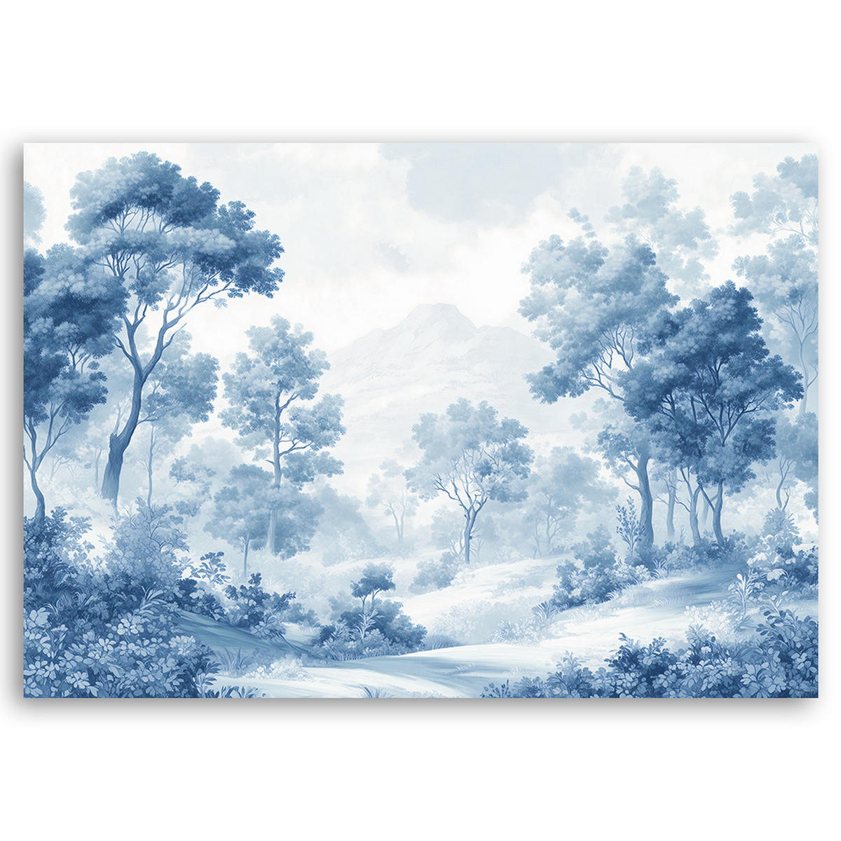 WANDBILD weg durch den wald - Blau, Textil (60/40cm) - Feeby