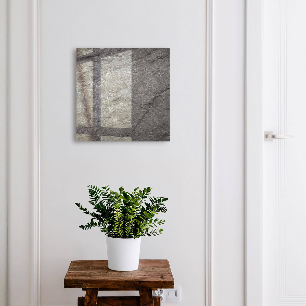 SCHLÜSSELBOX Schwarz 30x30 cm- Türöffnung nach rechts - Grauer Stein - Grau, Metall (30/30/5cm) - TULUP
