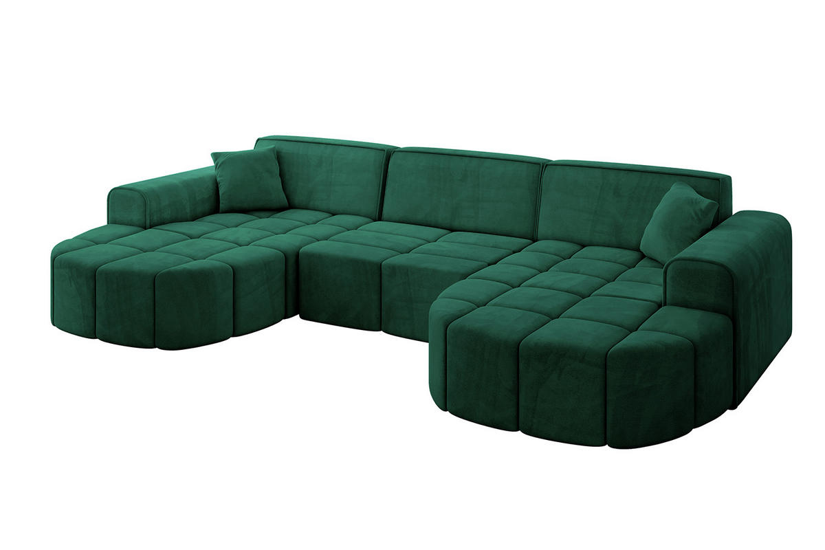 WOHNLANDSCHAFT LIVO-U1 - 315x173x79,5 cm Grün - Grün, Holzwerkstoff/Textil (315/79/173cm) - ALTDECOR