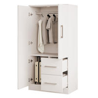 KLEIDERSCHRANK 70x40x135cm 2 Türen Schubladen Weiß - Weiß, Holz (70/135/40cm) - FLIEKS