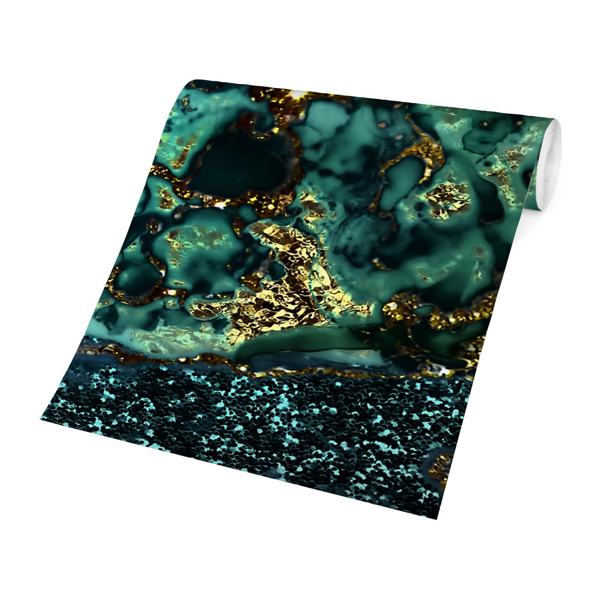 FOTOTAPETE Goldene Meeres-Inseln Abstrakt 384/255 cm - Schwarz, Papier (384/255cm) - Bilderwelten