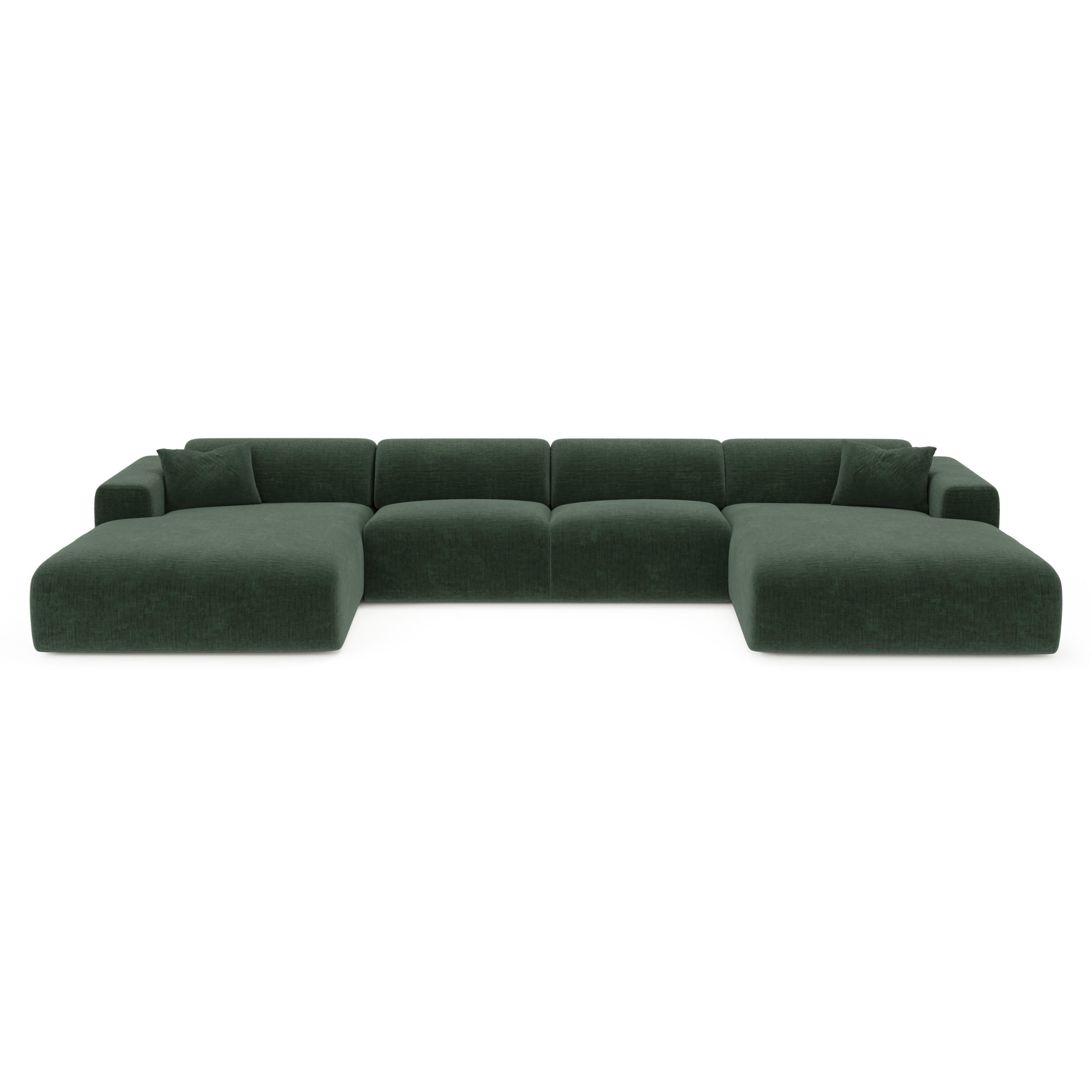 WOHNLANDSCHAFT Texturierter Samt Olivgrün 356cm - Olivgrün, Textil (356/73/166cm) - Sia Home