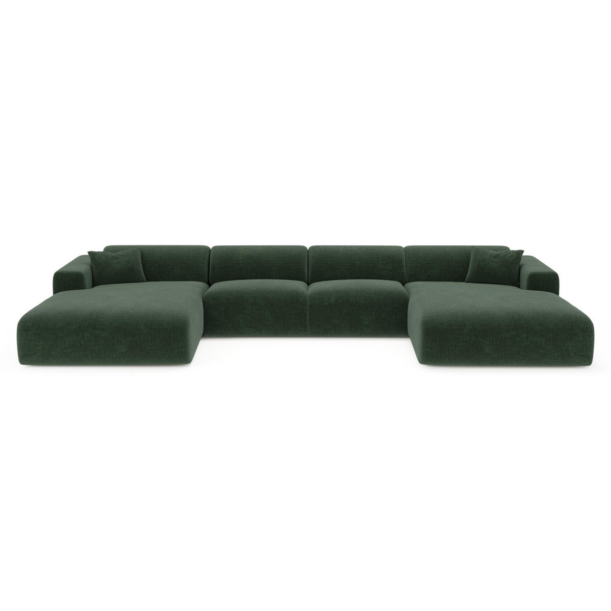 WOHNLANDSCHAFT Texturierter Samt Olivgrün 356cm - Olivgrün, Textil (356/73/166cm) - Sia Home