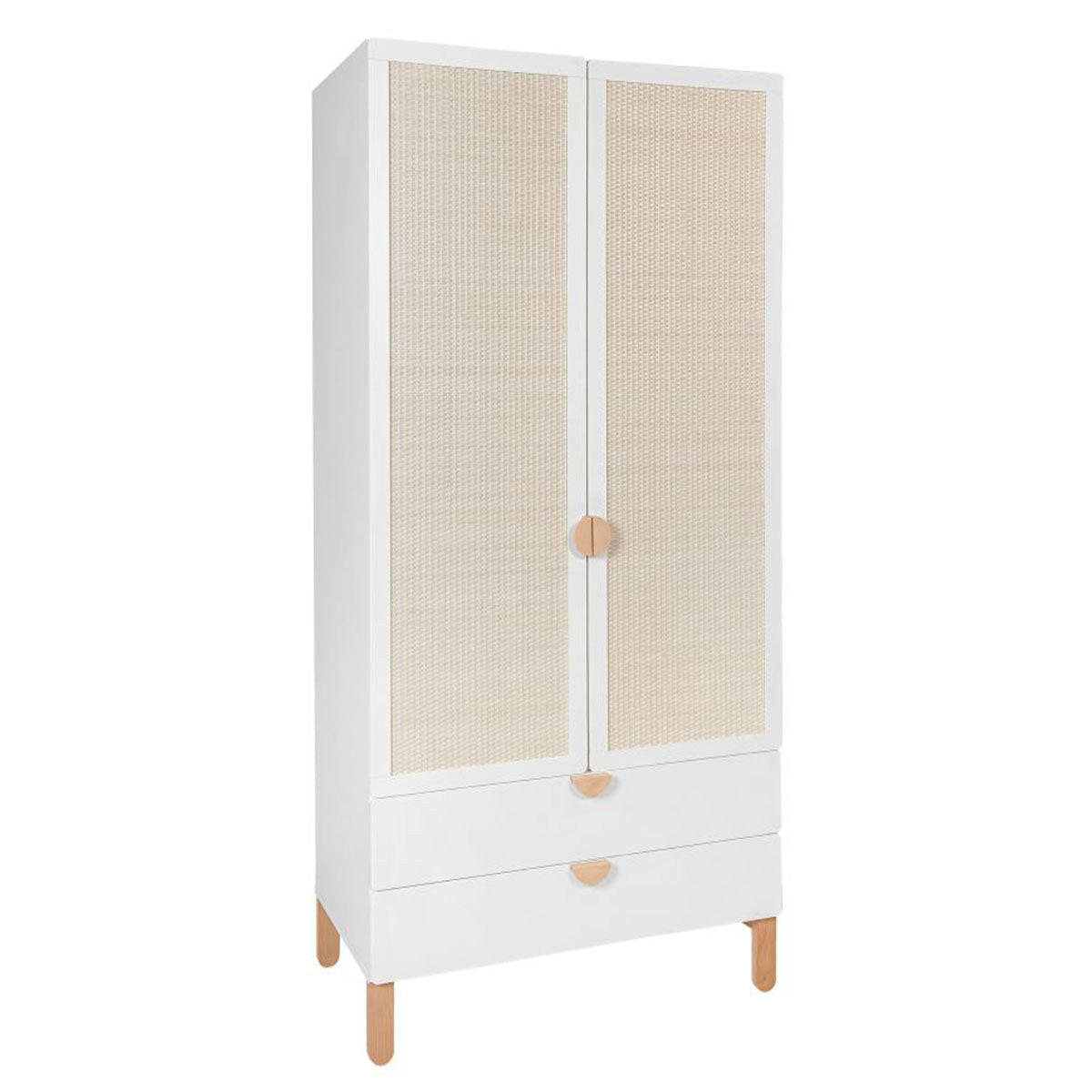 SKRIŇA 2 dvere Laurie Biela a drevo - biela, kompozitné drevo (89.5/198/50cm) - Petits-meubles