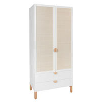SKRIŇA 2 dvere Laurie Biela a drevo - biela, kompozitné drevo (89.5/198/50cm) - Petits-meubles