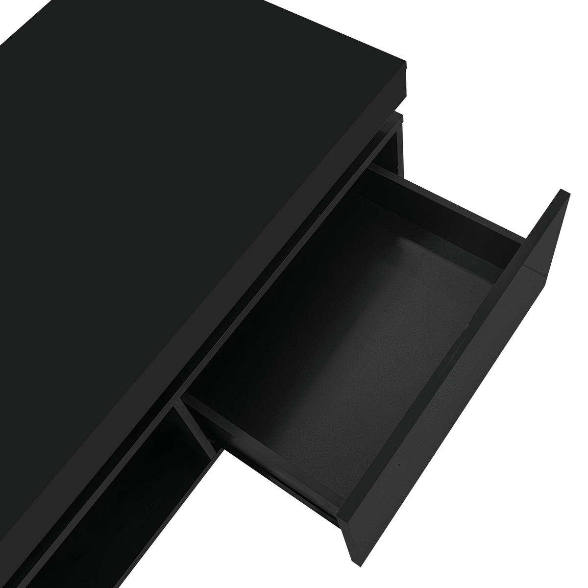 COUCHTISCH 100/50/40,3 cm Schwarz mit LED-Beleuchtung und Schublade - Schwarz, Holzwerkstoff (100/50/40cm) - OKWISH