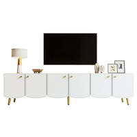 TV-LOWBOARD 180cm 6 Türen Gold Beine Weiß Modern - Multicolor, Holzwerkstoff (180/45/40cm) - FLIEKS