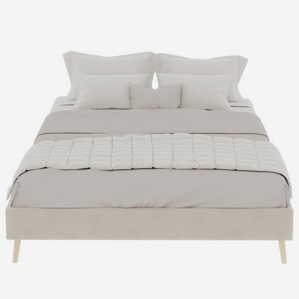 POLSTERBETT 140x200 cm niedrig ohne Stauraum beige - Beige, Textil (140/200cm) - LEBENLANG