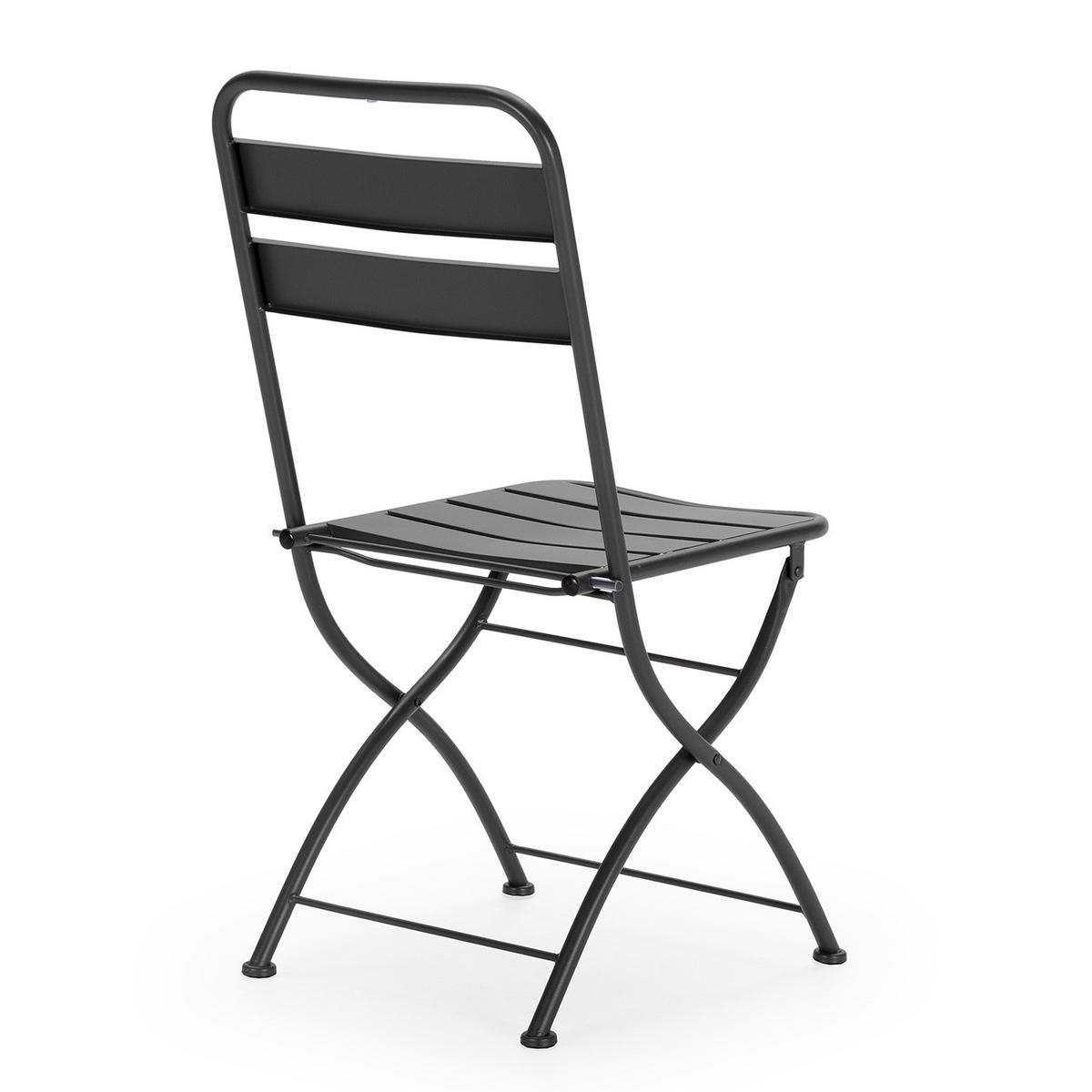 GARTENKLAPPSTUHL-SET Perla Metall - Schwarz, Metall (42/88/50cm) - VS Venta-stock