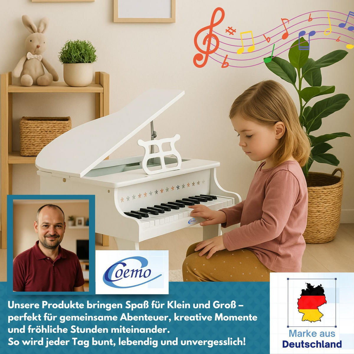 KINDERFLÜGEL mit Hocker Farbe Weiß - Weiß, Holzwerkstoff (52/50cm) - Coemo