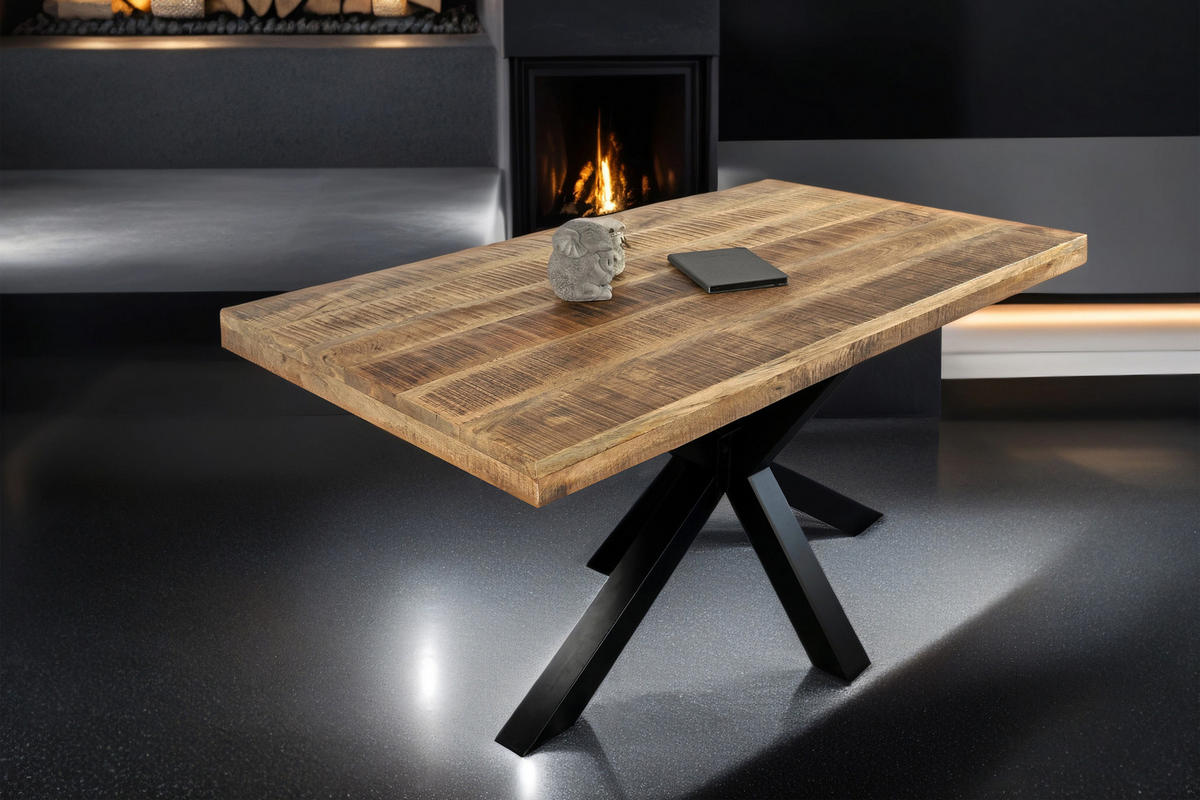 ESSTISCH MANGO RIO - Beige/Schwarz, Holz/Metall (85/160/77cm) - SAM