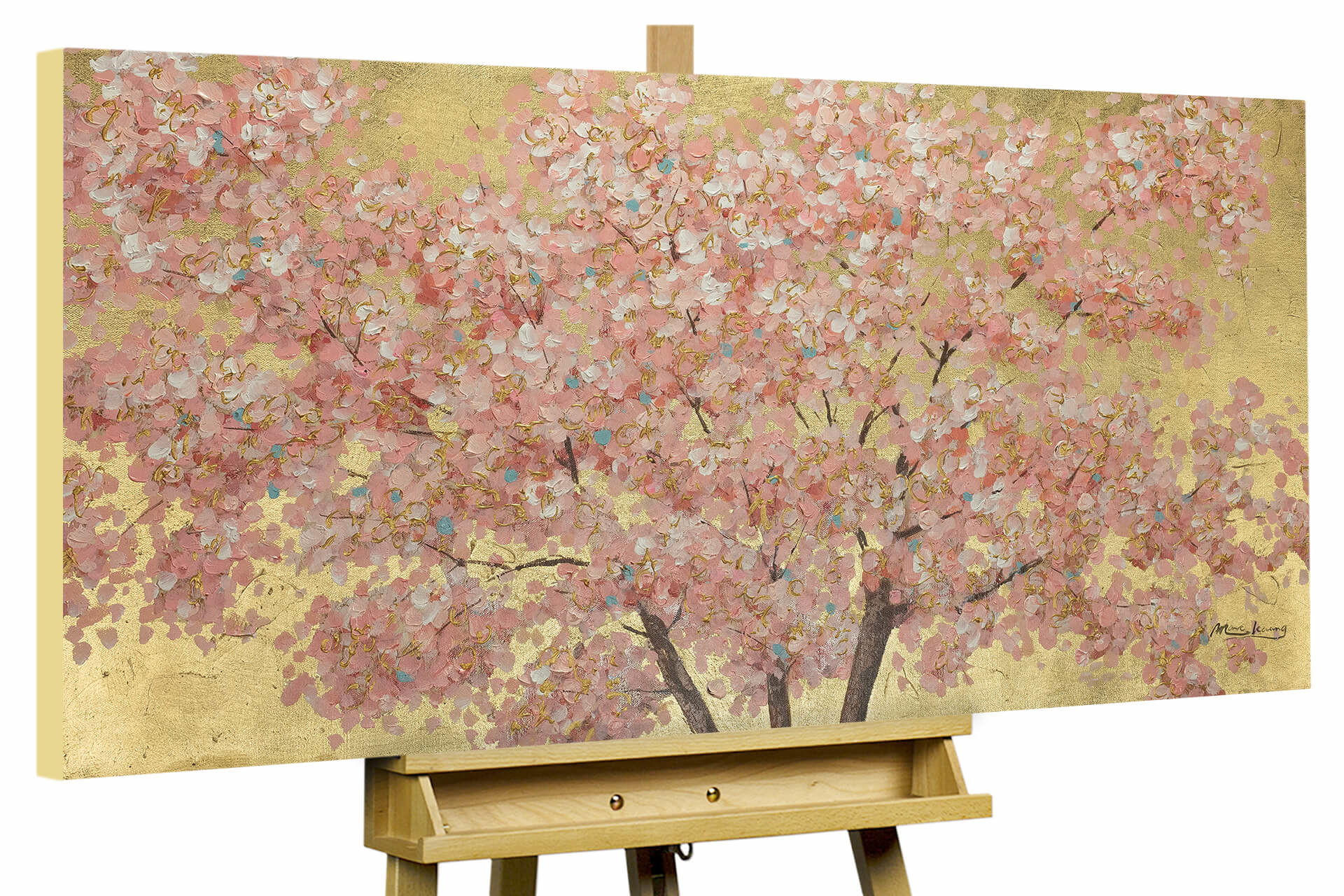 ÖLGEMÄLDE 120/60 cm - Pink/Braun, Holz/Textil (1.94/60cm) - KUNSTLOFT