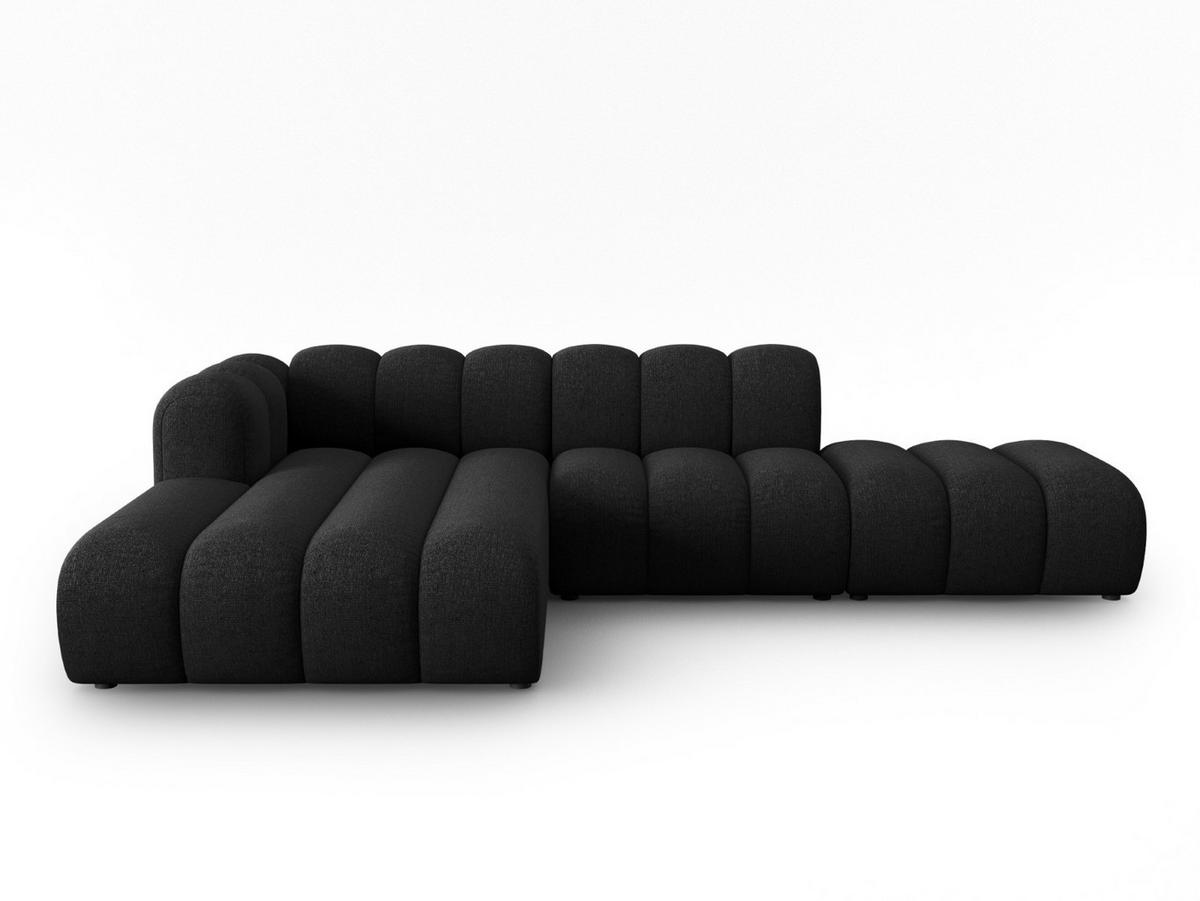 ECKSOFA modular links Lupine aus Chenille-Stoff schwarz 5 Sitzplätze - Schwarz, Textil (177/299cm) - Micadoni