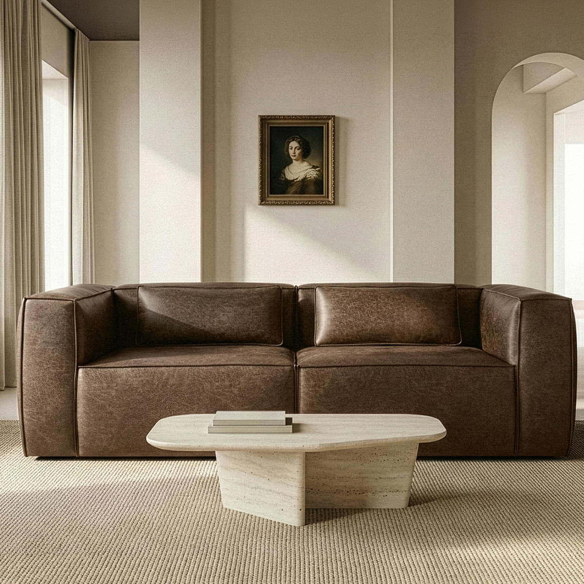 3-SITZER SOFA FEROX, Dunkelbraun - Dunkelbraun, Holz/Holzwerkstoff (240/73/96cm) - KONSIMO®