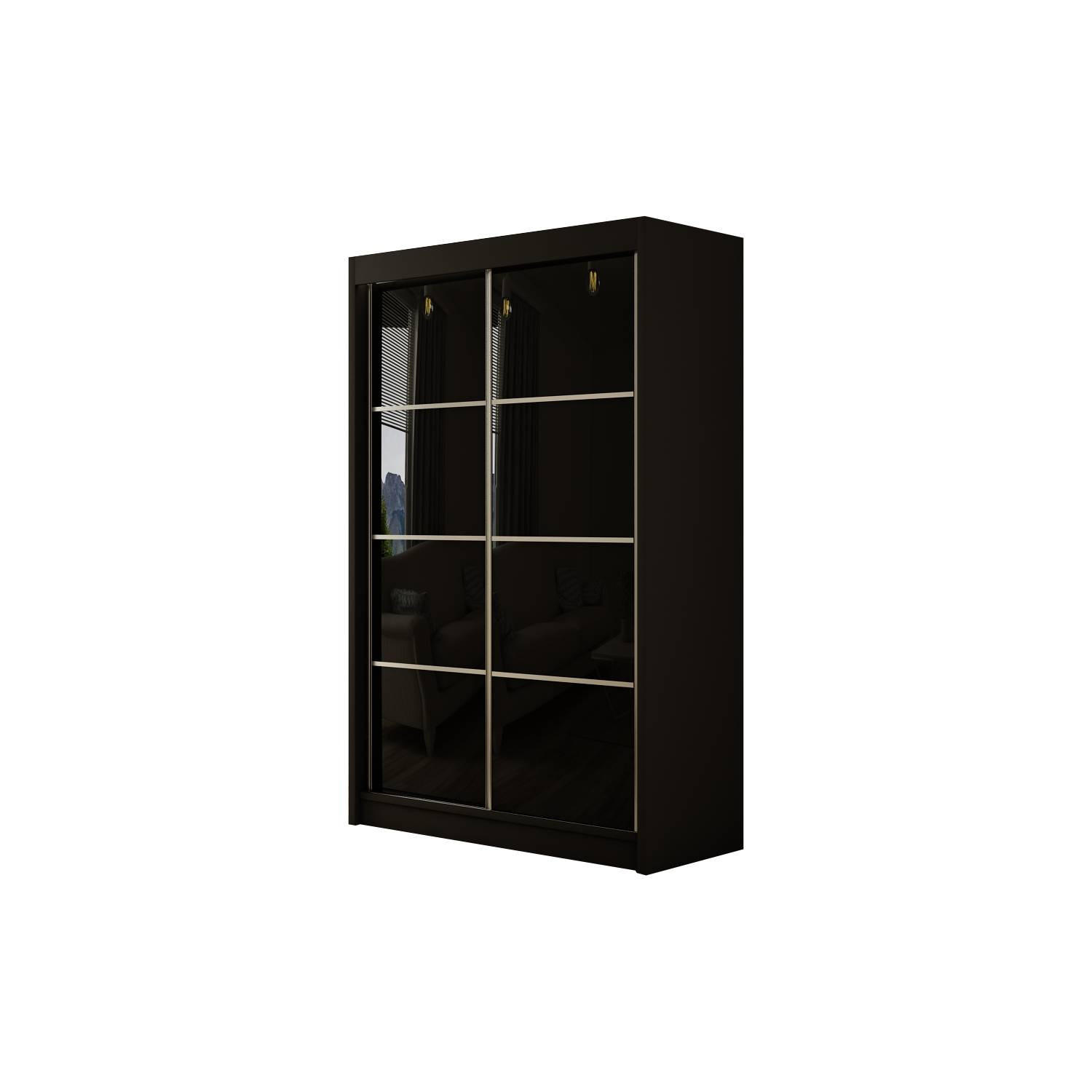 Meblini Schiebetürenschrank Schwarz 120x215x61 cm