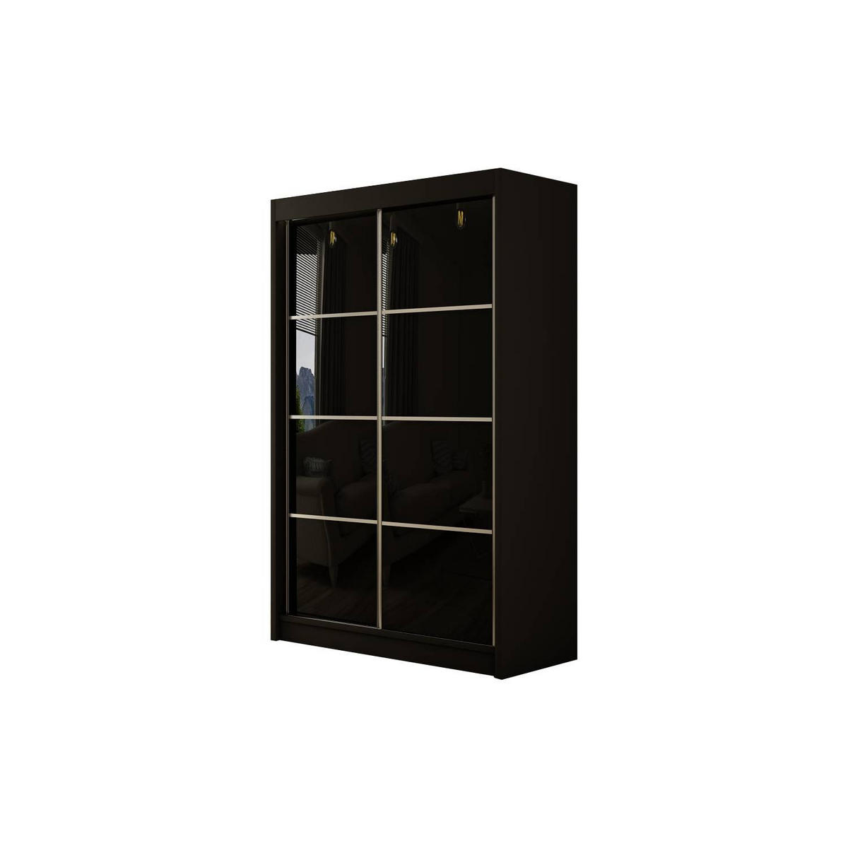 SCHIEBETÜRENSCHRANK TIPI III - Schwarz, Holzwerkstoff (120/215/61cm) - Meblini