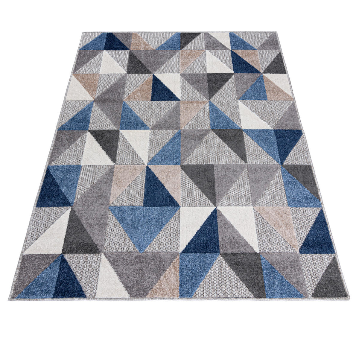 TEPPICH Outdoor Blue Grey Geometrisch Kurzflor Rechteckig- 160x230 cm - Taupe, Textil (160/230cm) - Mazovia