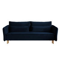 SCHLAFSOFA Ummo Dunkelblau Velours - Goldfarben/Dunkelblau, Textil/Metall (230/88/90cm) - Selsey