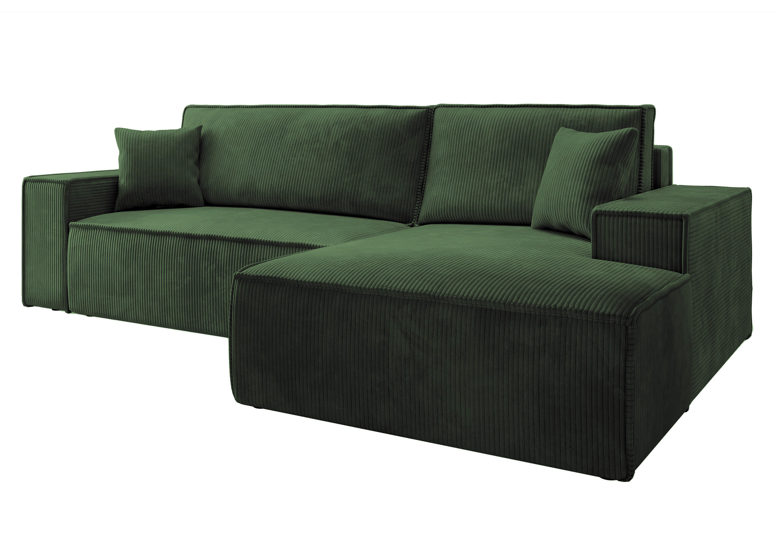 ECKSOFA Farese Dunkelgrün Cordbezug - Schwarz/Grün, Kunststoff/Textil (267/167cm) - Selsey
