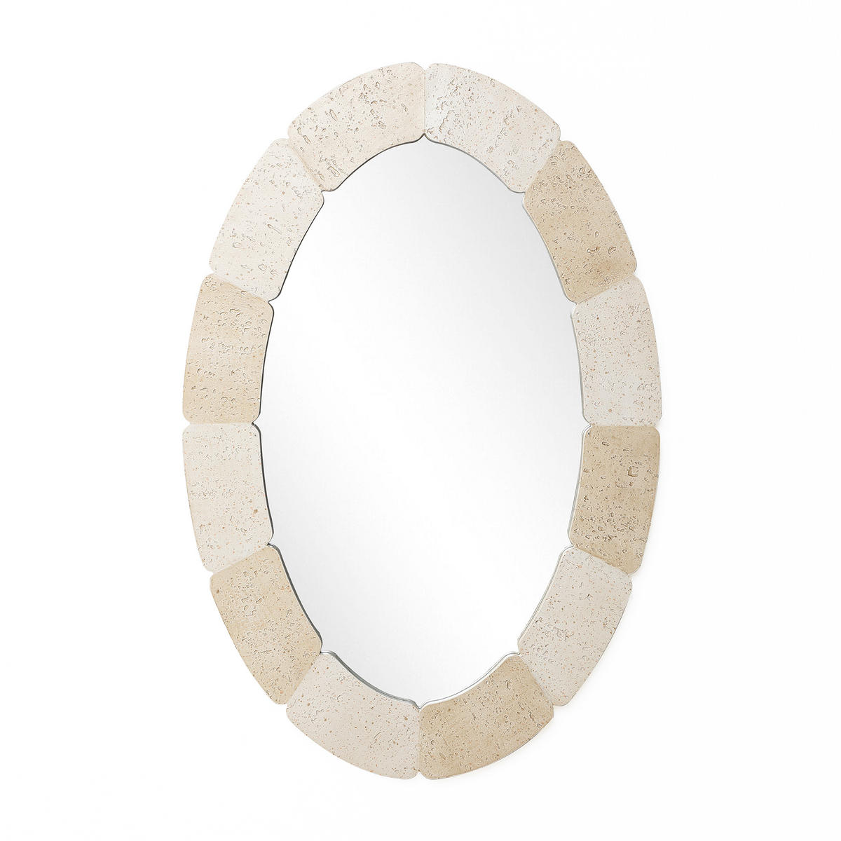 78CM H Ovaler Wandspiegel mit Polyharzrahmen Geeignet für Badezimmer, Wohnzimmer, Schlafzimmer usw. Moderner Boho-Stil - Beige/Akaziefarben, Glas/Kunststoff (78/3.5/52cm) - Hometopia