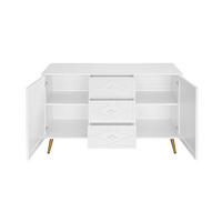 KOMMODE aus Holzwerkstoff 120x40x80 cm Weiß mit 3 Schubladen, 2 Türen und 3D-Rautenmuster - Weiß, Holzwerkstoff (120/80/40cm) - Modfu