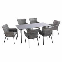 GARTENSET 7-tlg., Grau - Grau, Metall - Oviala