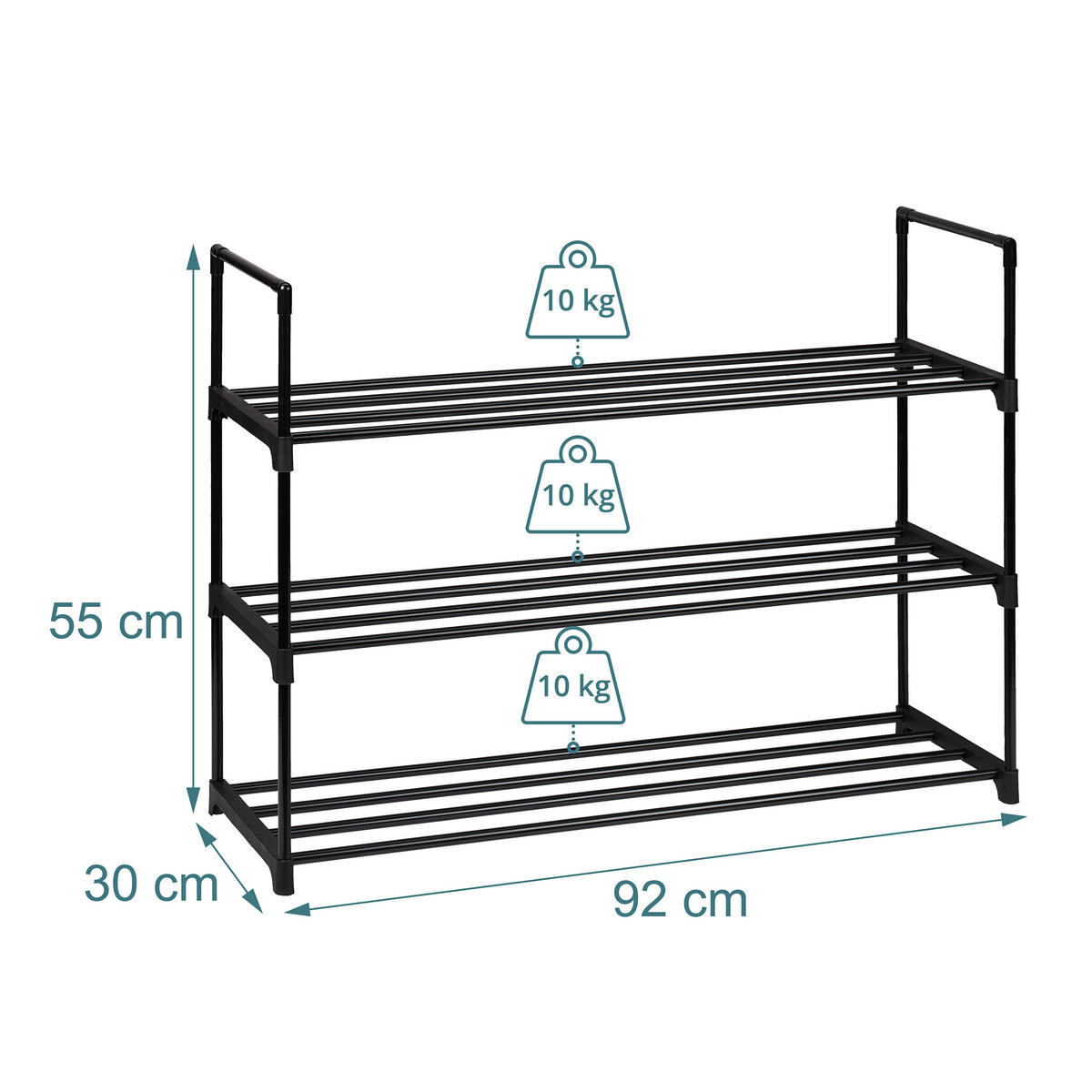 BOTNÍK - černá, kov/plast (92/55/30cm) - Relaxdays